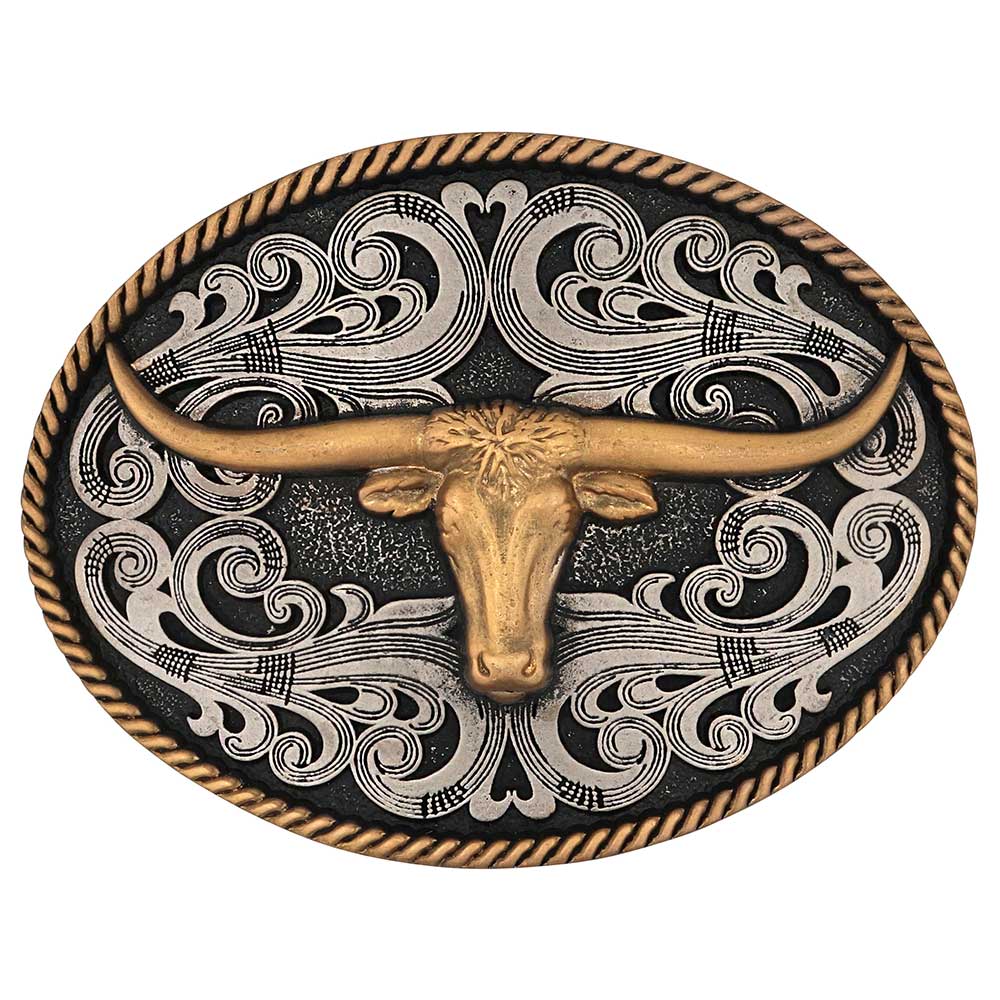 Two - Tone Longhorn | Country Clothing - Belt Buckle | Saddleworld Ipswich
