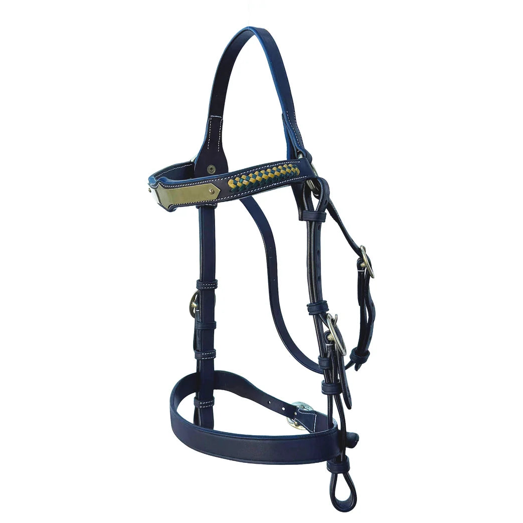 Toprail Diamond Show Plate Bridle with Yellow/Green Plait