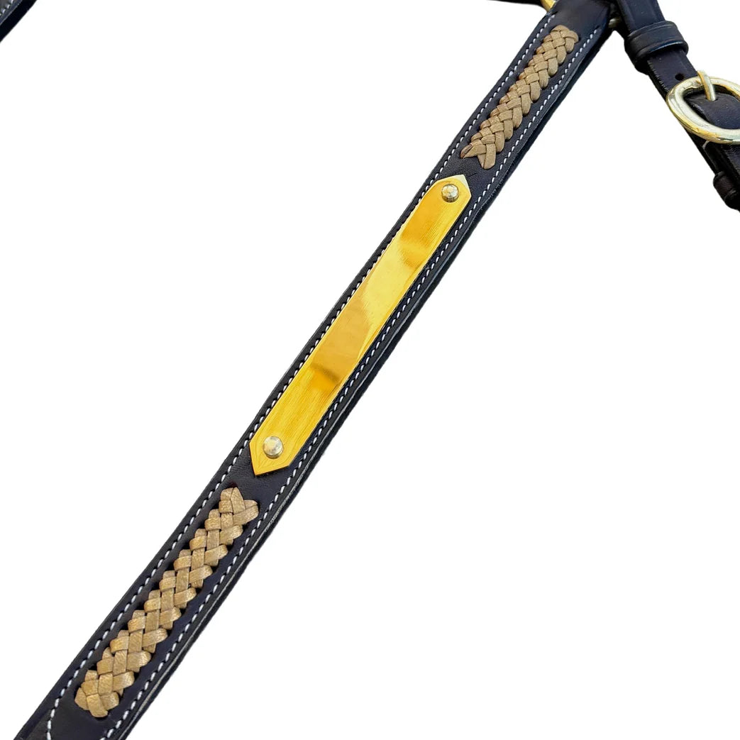 Toprail Diamond Show Plaque Breastplate with Gold Plait | Horse Supplies - Breastplate | Saddleworld Ipswich