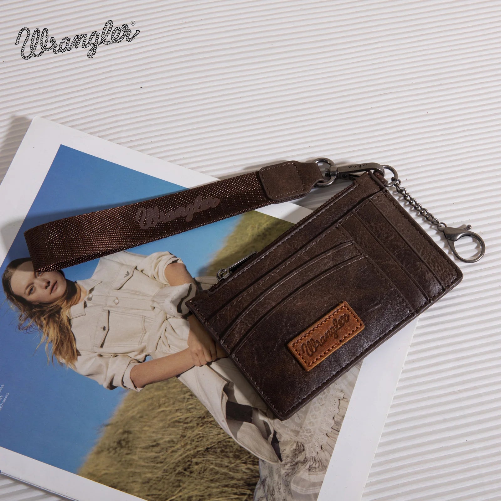 Wrangler Solid Colour Key Chain Wristlet Card Wallet
