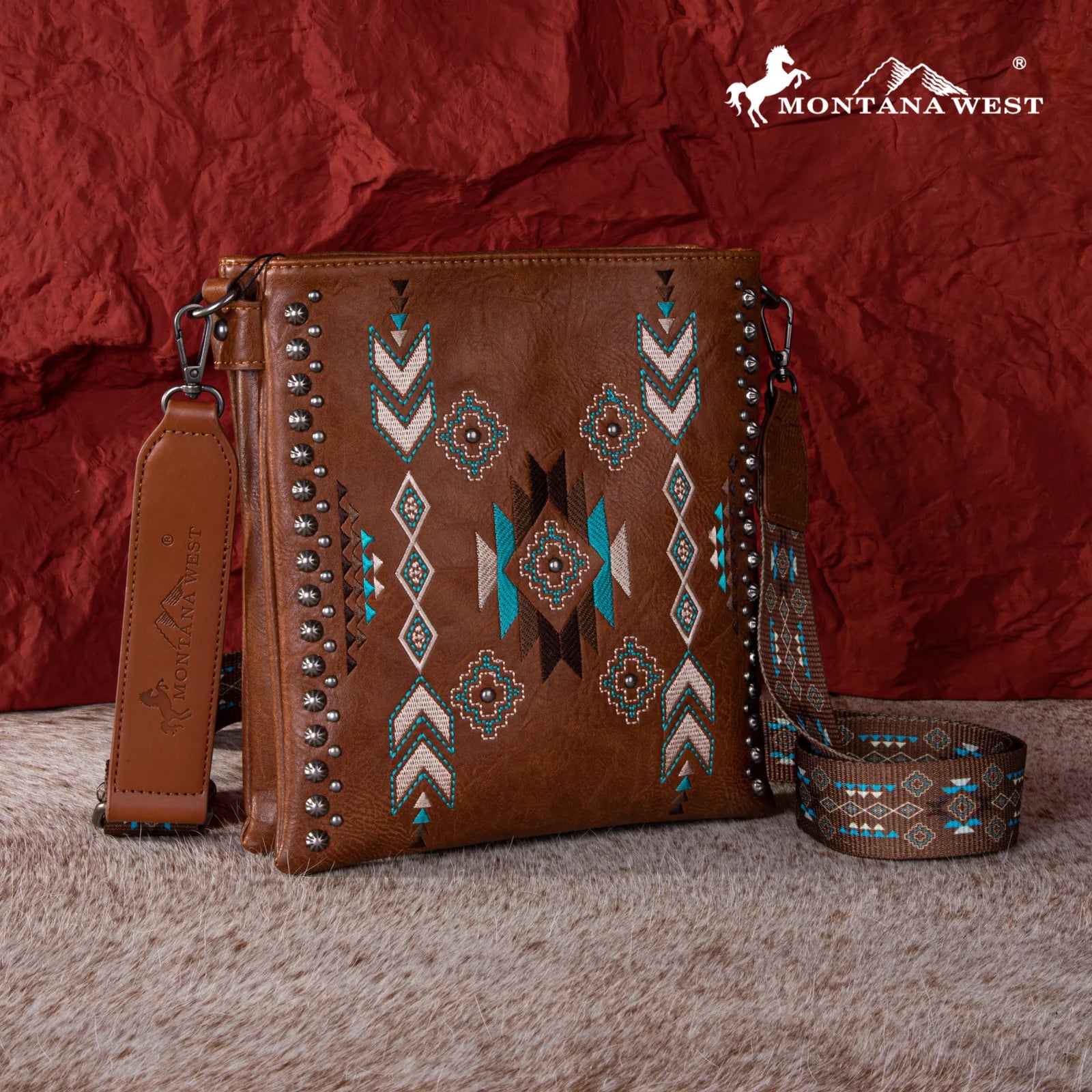 Montana West Embroidered Collection Concealed Carry Crossbody - Brown