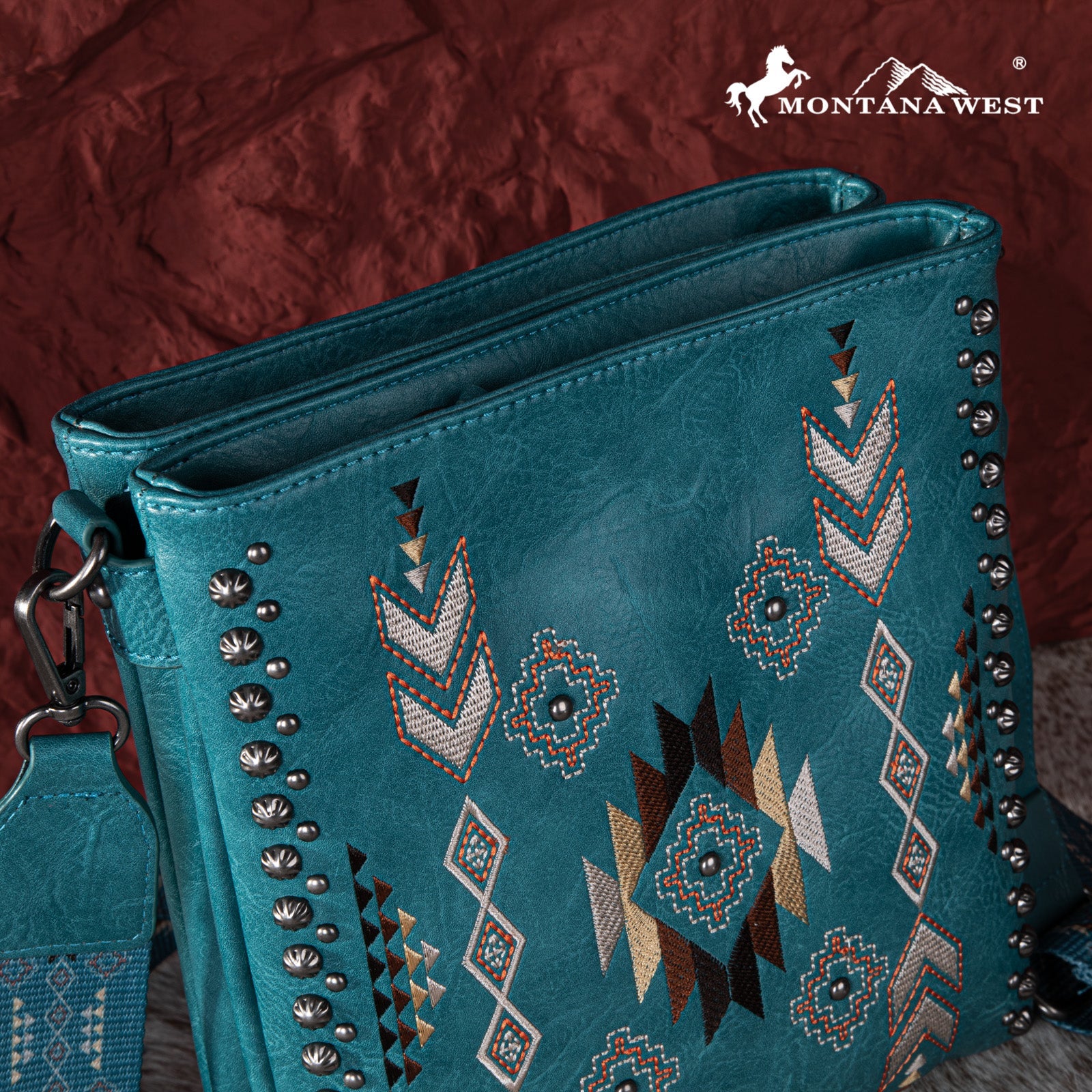 Montana West Embroidered Collection Concealed Carry Crossbody - Turquoise