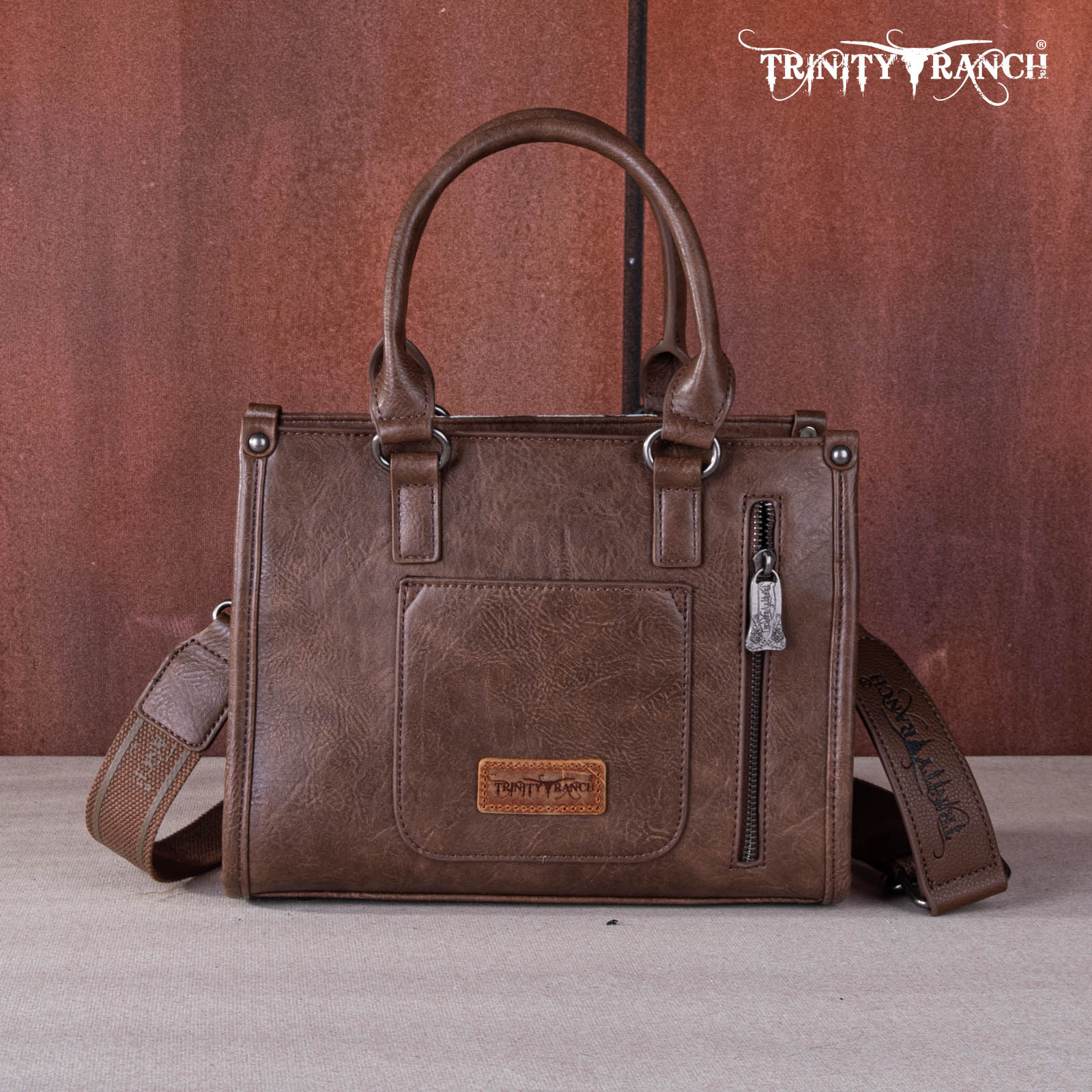 Trinity Ranch Hair On Cowhide Tooling Concealed Carry Tote/Crossbody