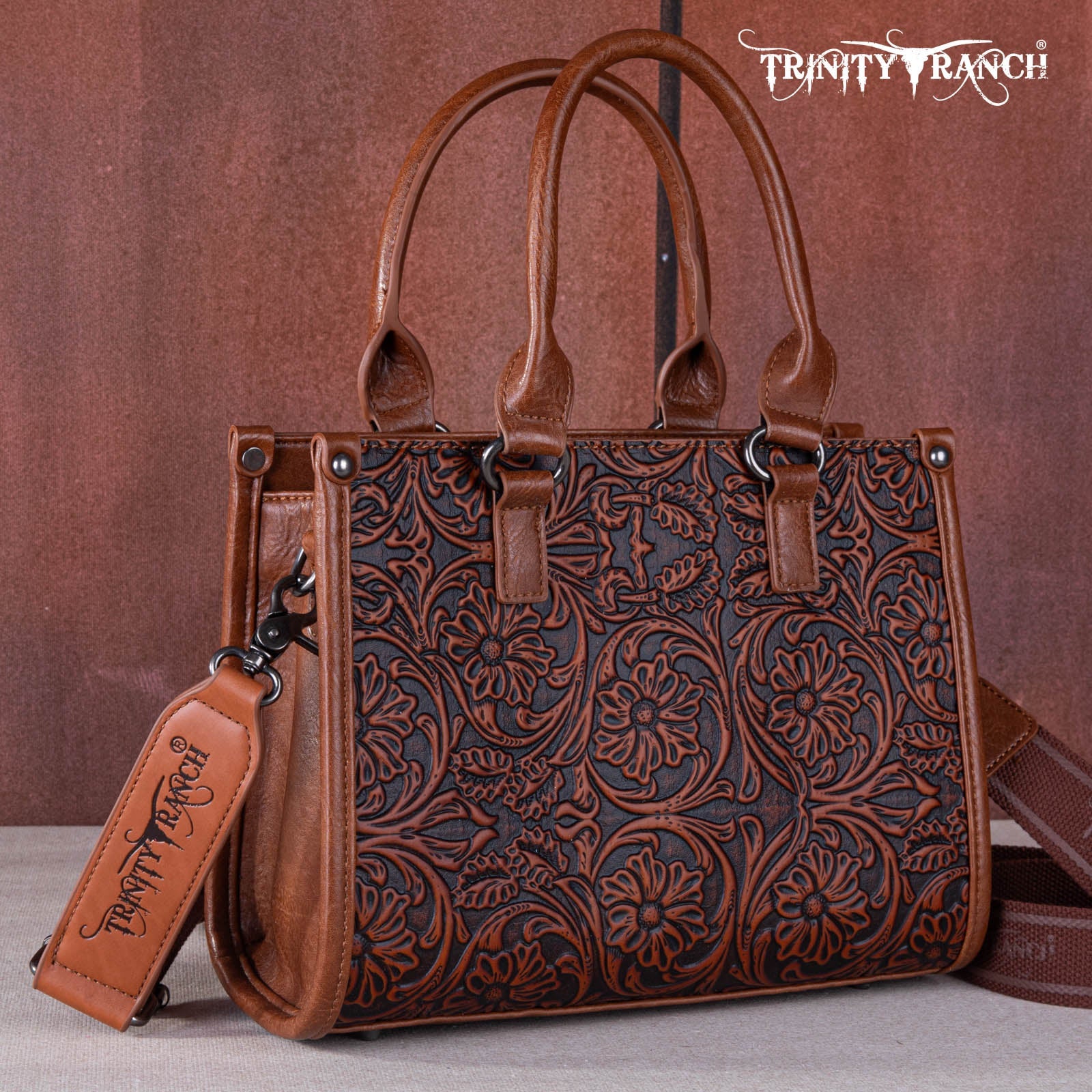 Trinity Ranch Floral Tooled Concealed Carry Tote/Crossbody