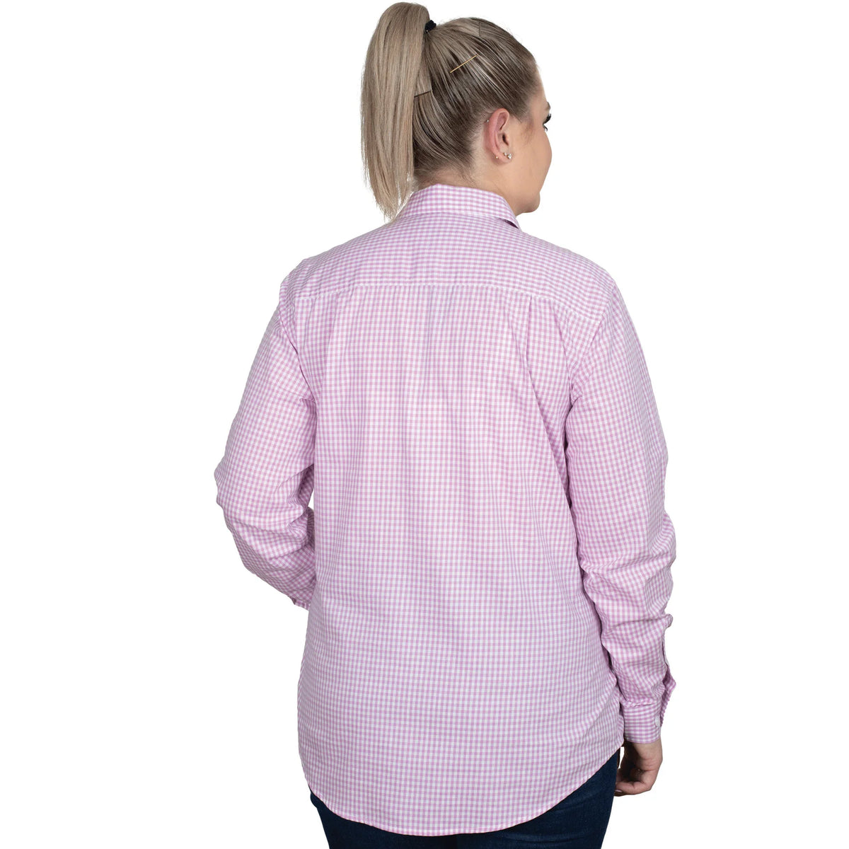Just Country Georgie Half Button Pinrt Workshirt Musk Pink Mini Check