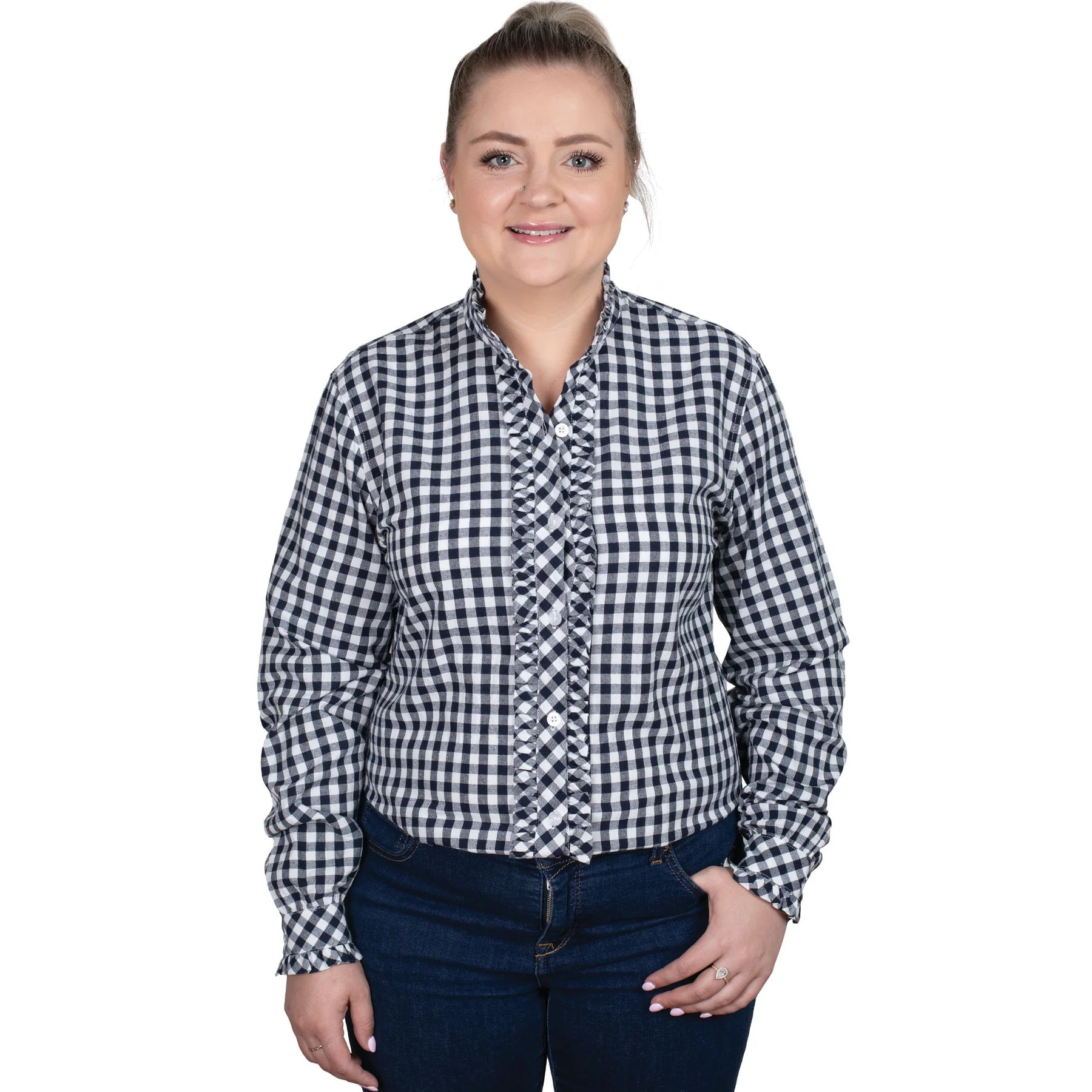 Just Country Wms Abbey Frills Full Button Print Workshirt