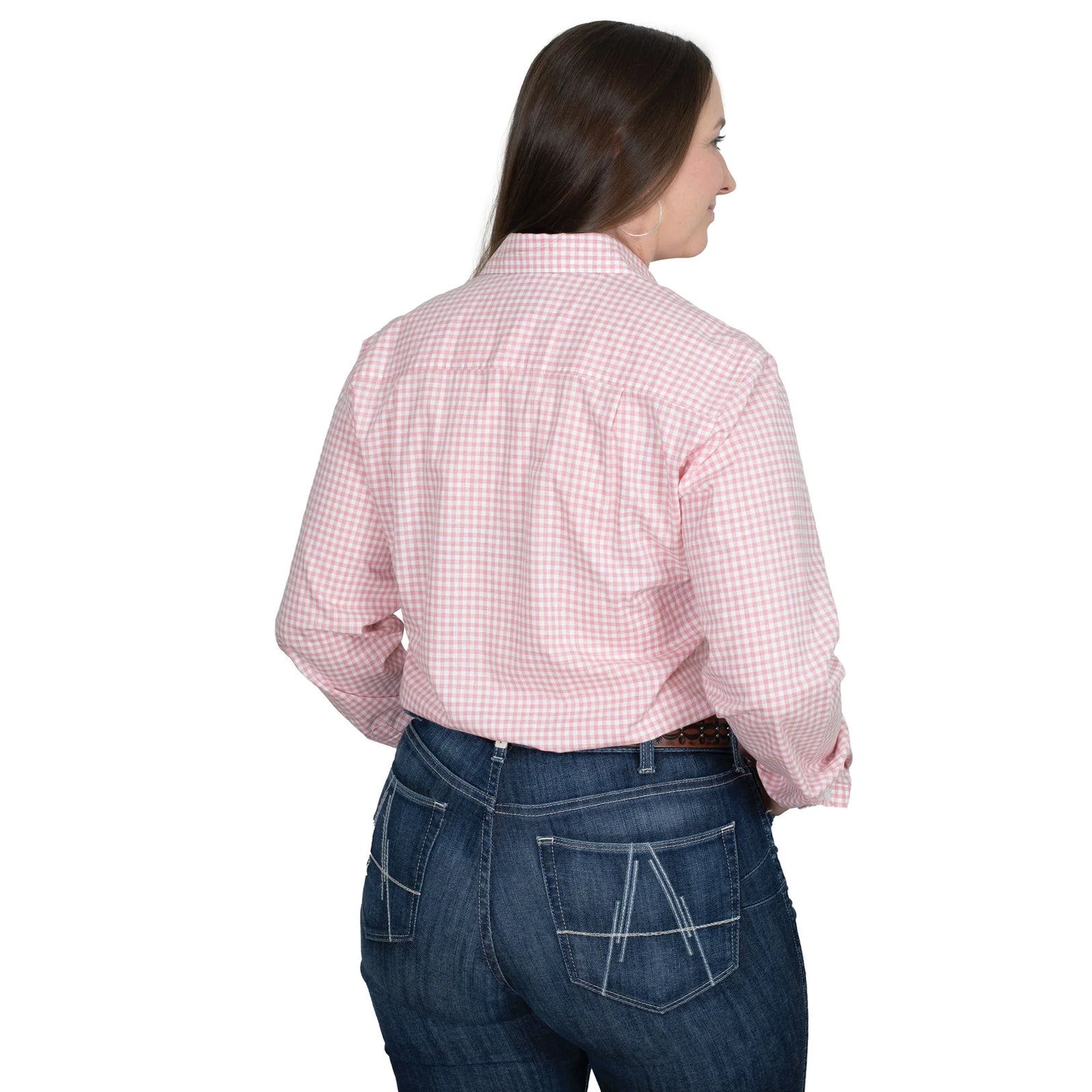 Just Country Wms Abbey Full Button Print Workshirt Flamingo Pink Small Check