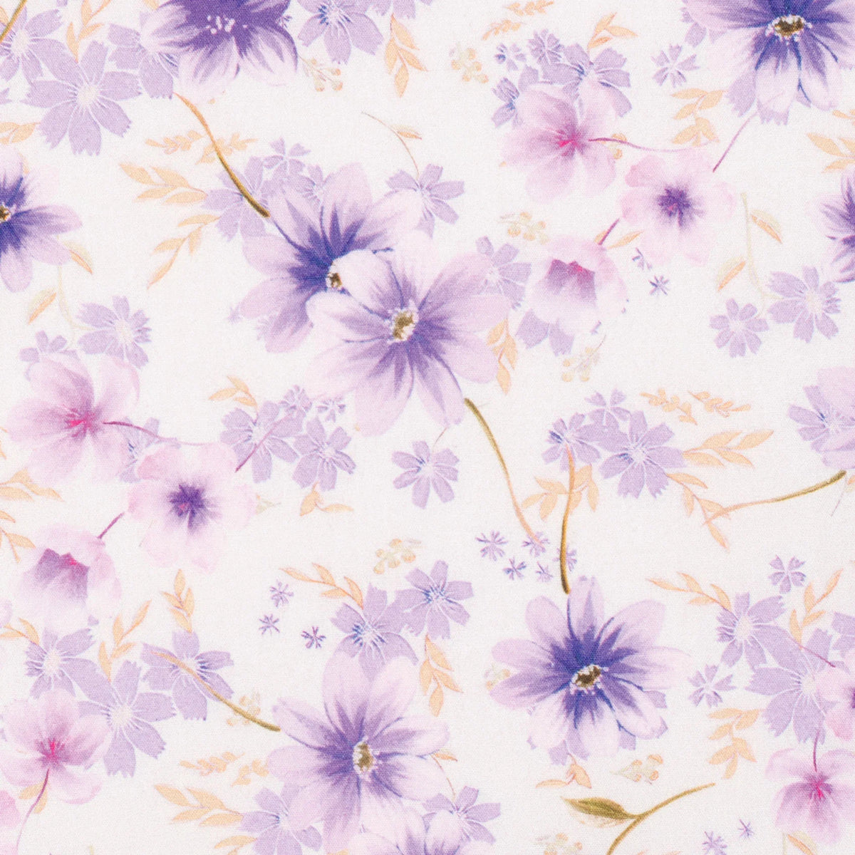 Just Country Wmns Abbey Full Button Print Workshirt Purple and White Wildflowers/Orchid