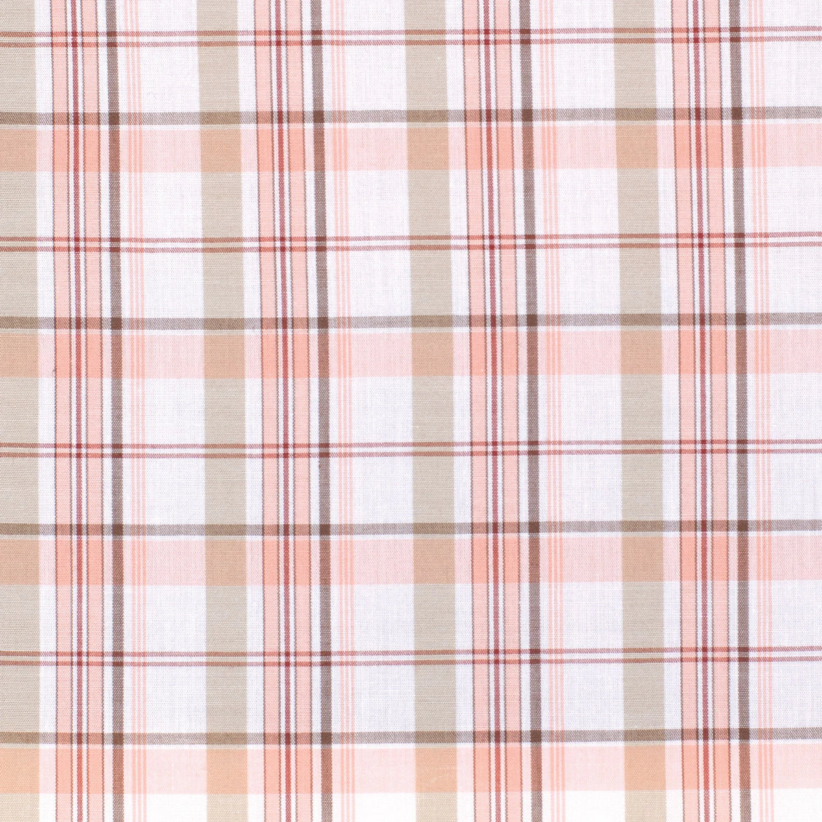 Just Country Wmns Abbey Georgie Half Button Print Workshirt White Tan and Baby Pink Plaid
