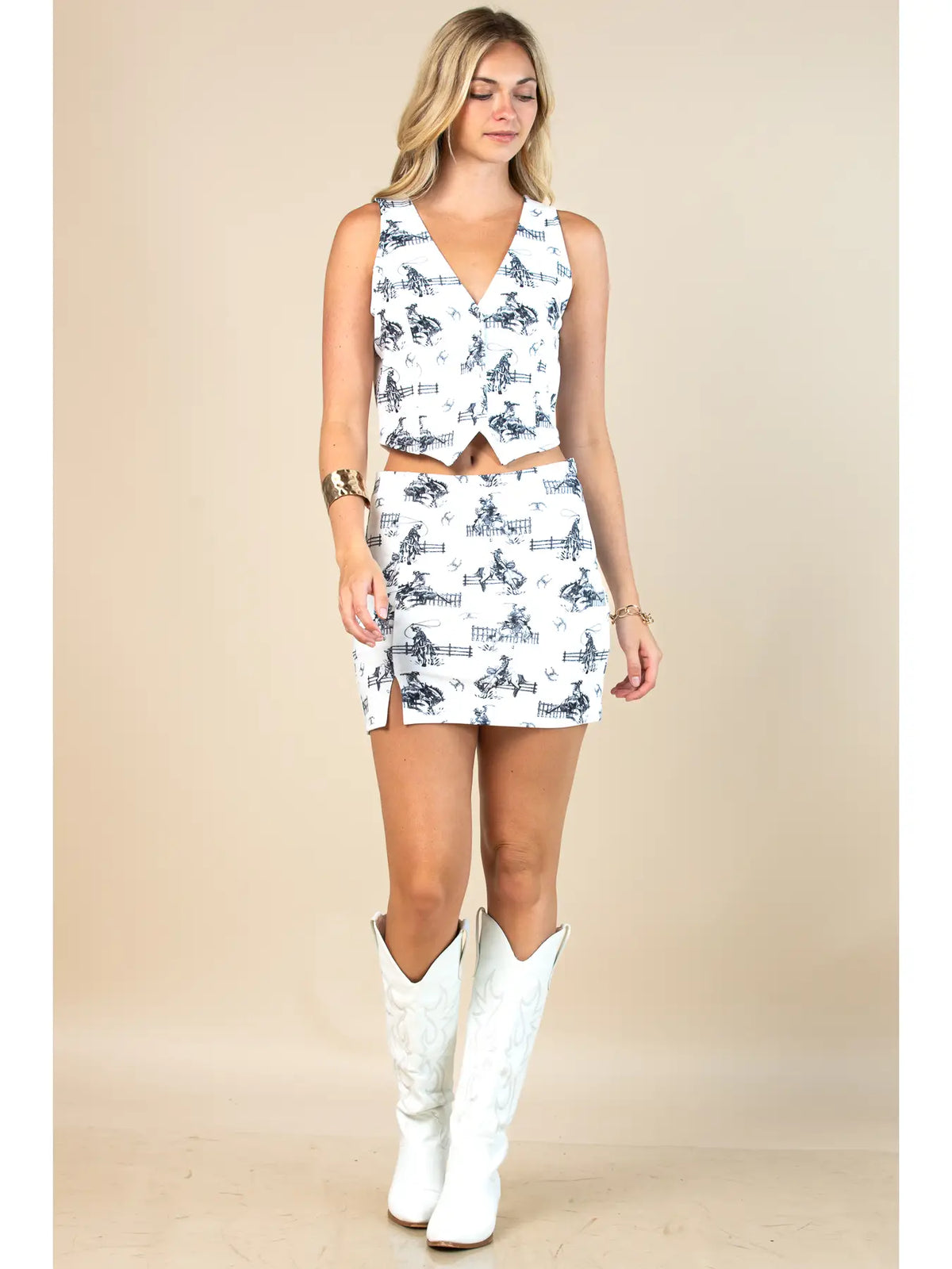 West Wild Rodeo Print Vest Top | Country Clothing - Ladies Vest | Saddleworld Ipswich