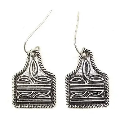 Western Boot Stitch Cattle Tag Earrings | Giftware - Jewellery | Saddleworld Ipswich