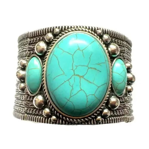 Western Large Oval Turquoise Stone Stretch Bracelet | Giftware - Jewellery | Saddleworld Ipswich