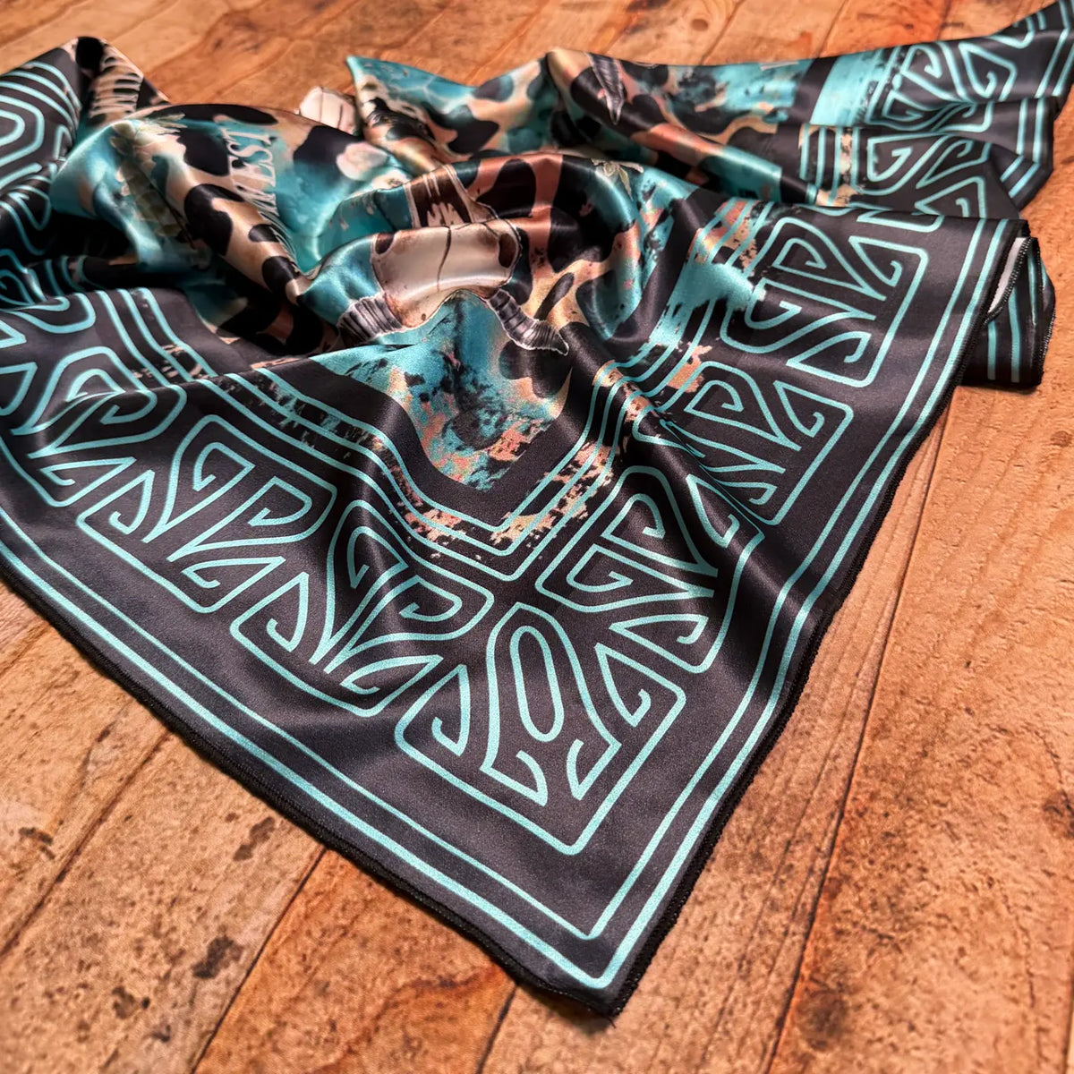 Western Longhonr Print Silk Scarf | Country Clothing - Scarf | Saddleworld Ipswich