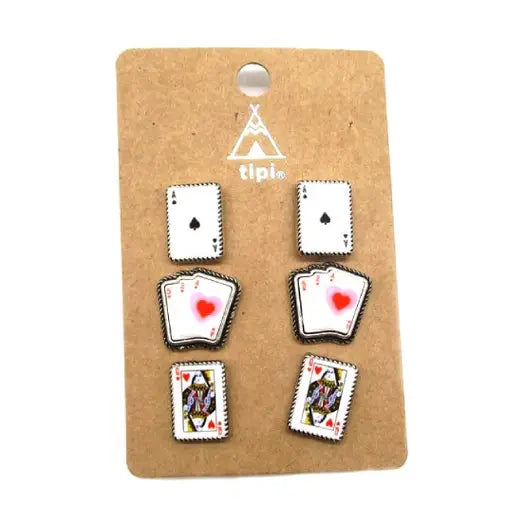 Western Poker Cards 3 Pair Earring Set | Giftware - Jewellery | Saddleworld Ipswich