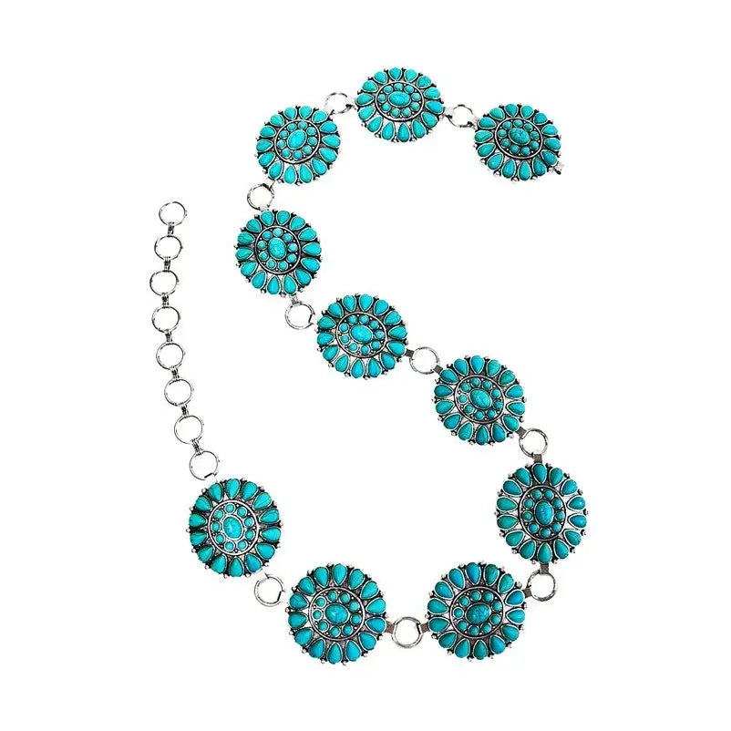 Western Turquoise Concho Chain Belt | Country Clothing - Belts | Saddleworld Ipswich