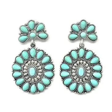 Western Turquoise Concho Dangling Earring | Giftware - Jewellery | Saddleworld Ipswich