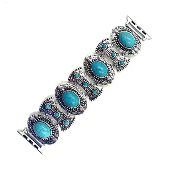 Western Turquoise Concho Stretch Apple Watch Band | Giftware - Jewellery | Saddleworld Ipswich