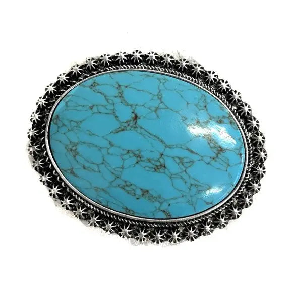 Western Turquoise Stone Belt Buckle | Country Clothing - Belt Buckle | Saddkeworld Ipswich