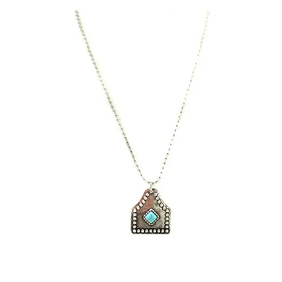 Western Turquoise Stone Cattle Tag Necklace | Giftware - Jewellery | Saddleworld Ipswich