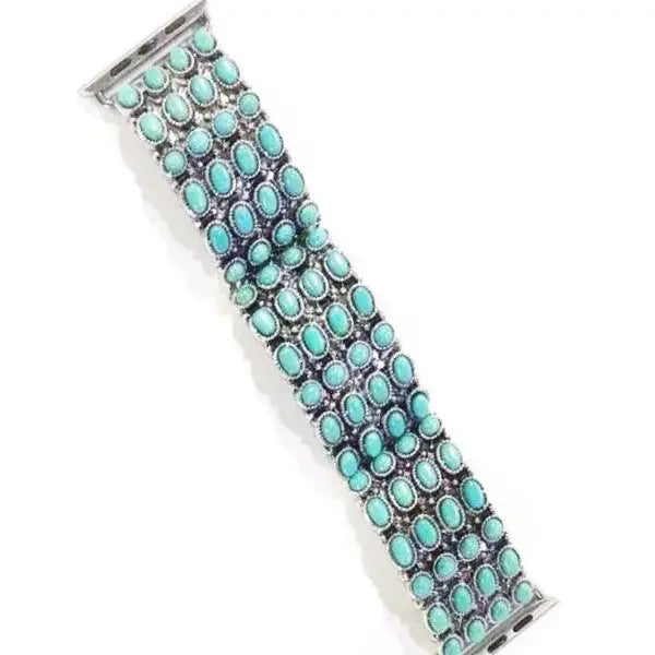 Western Turquoise Stone Stretch Apple Watch Band| Giftware - Accessories | Saddleworld Ipswich