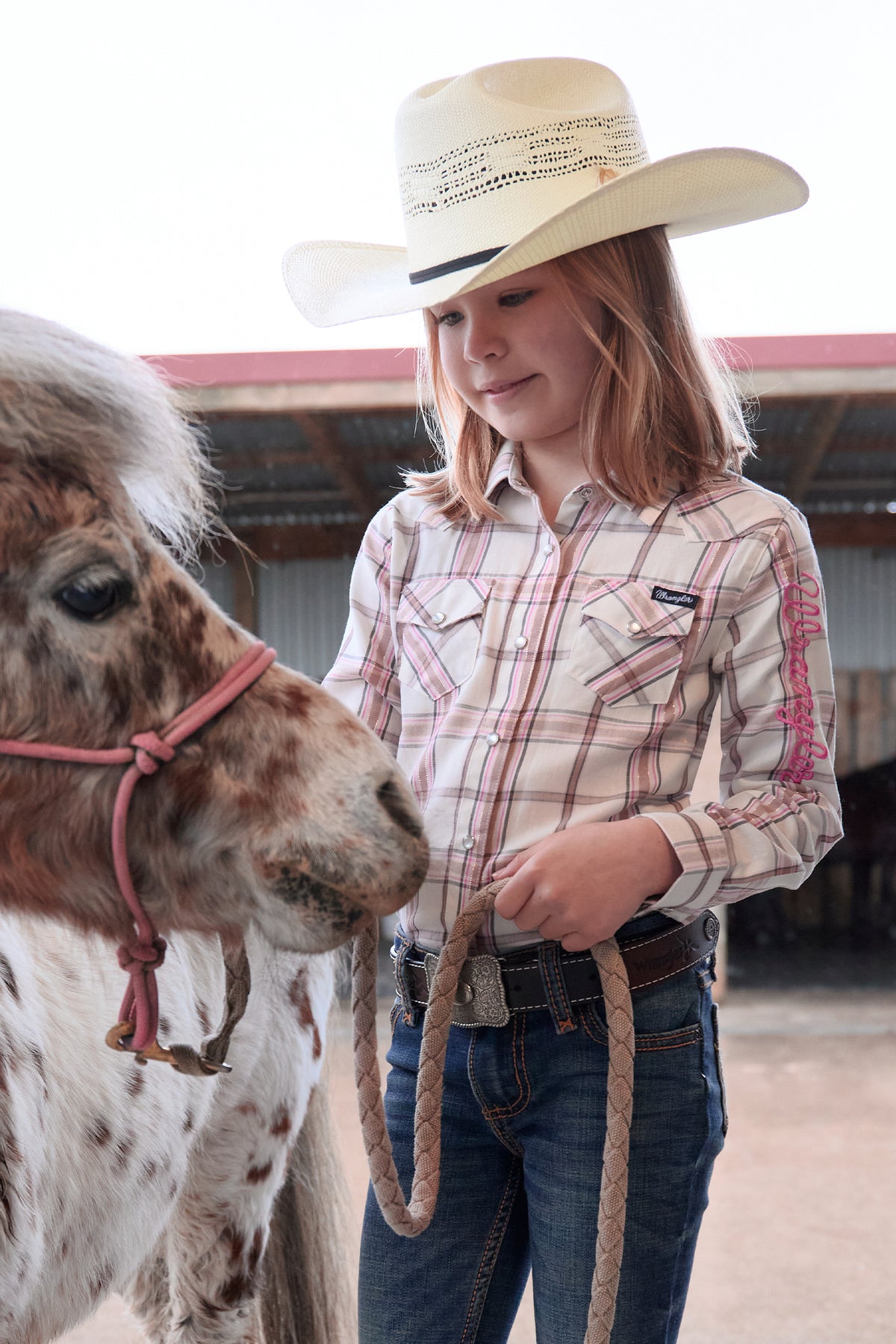 Wrangler Girls Henley Logo LS Shirt | Country Clothing - GIrls Shirt | Saddleworld Ipswich