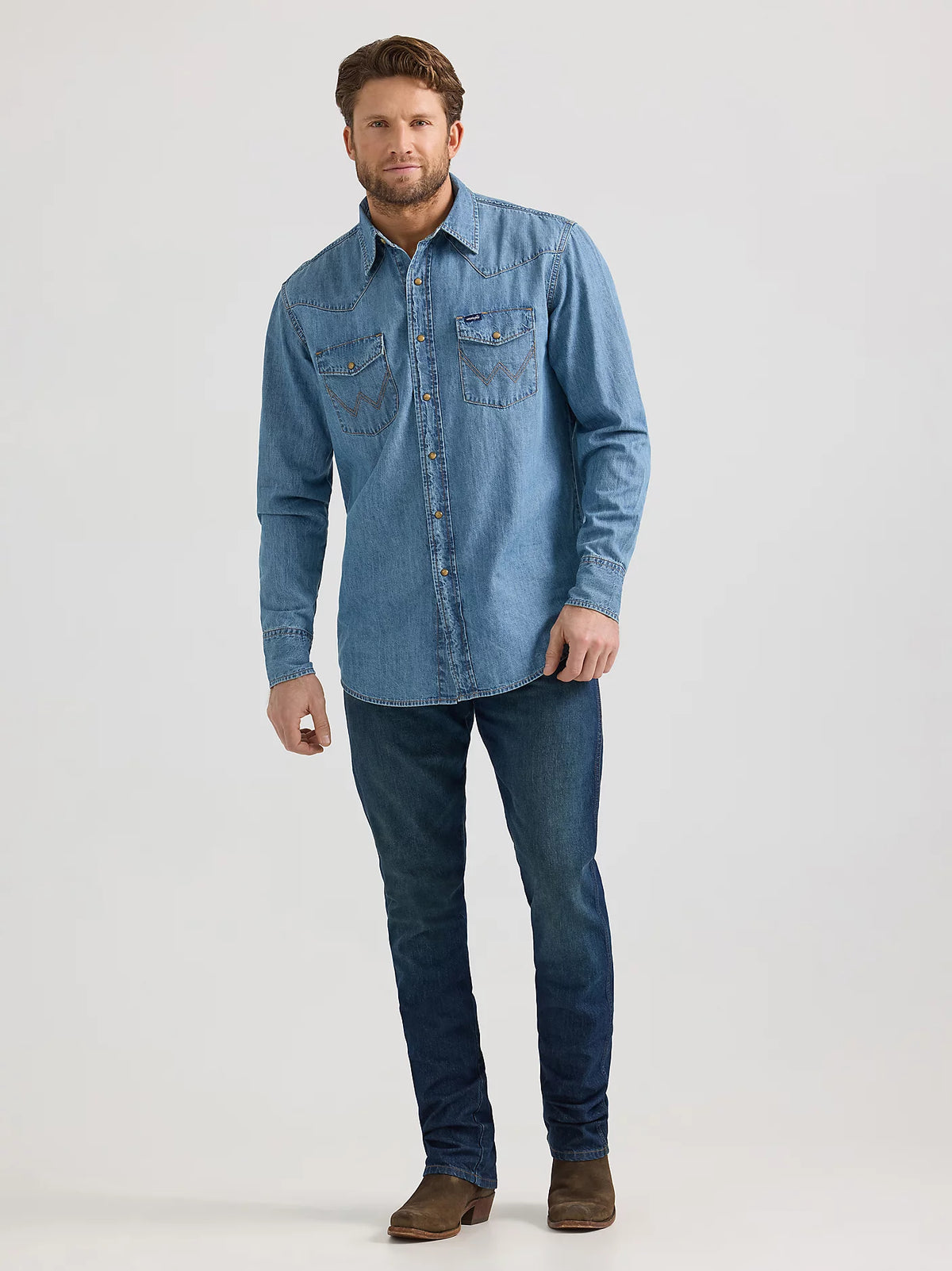 Wrangler Mens Classic Fit Denim Shirt | Country Clothing - Mens Shirt | Saddleworld Ipswich