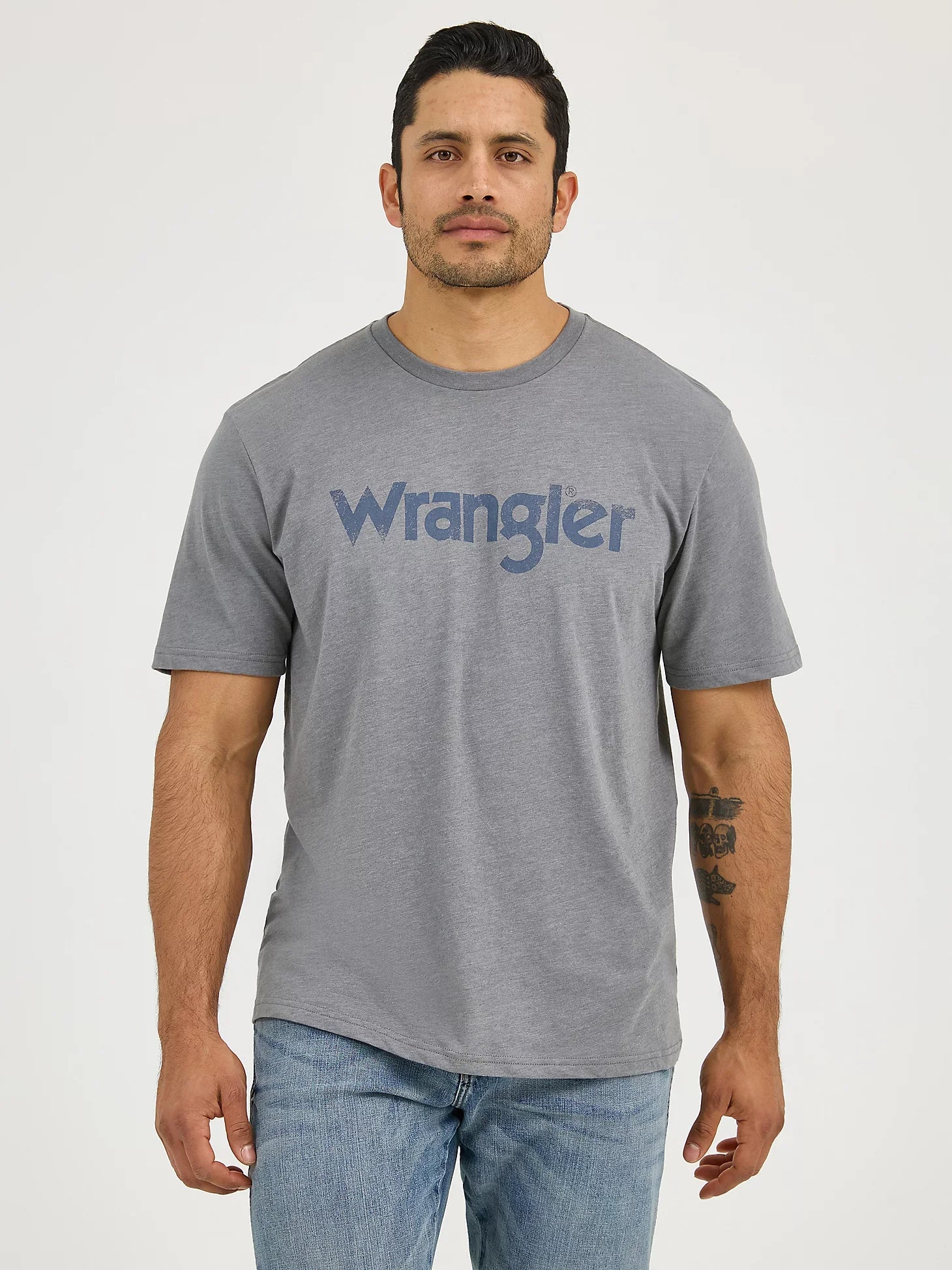 Wrangler Mens Kabel Graphite Heather SS Tee | Country Clothing - Mens T Shirts | Saddleworld Ipswich