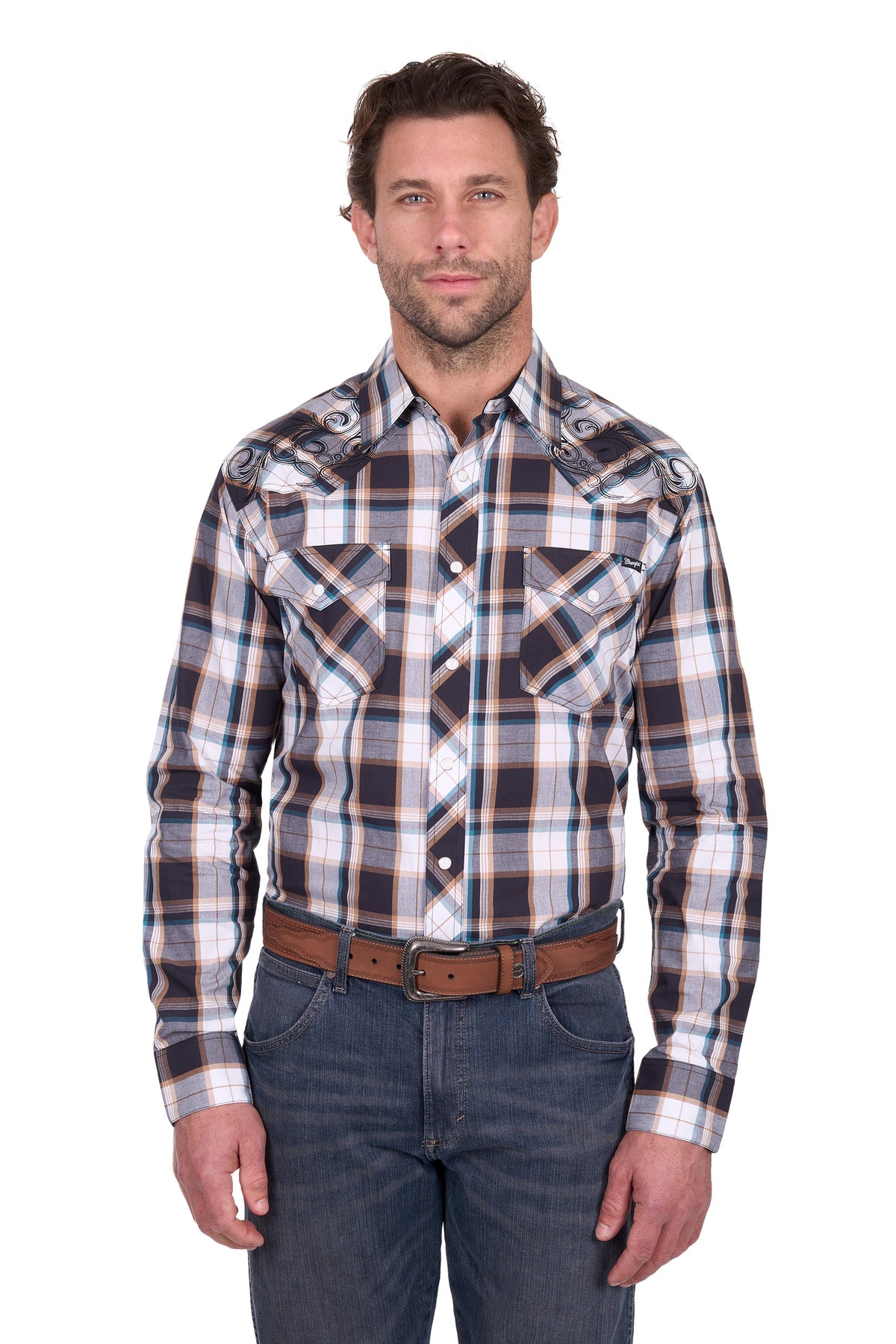 Wrangler Mens Ricky Embroidered LS Shirt | Country Clothing - Mens Shirt | Saddleworld Ipswich