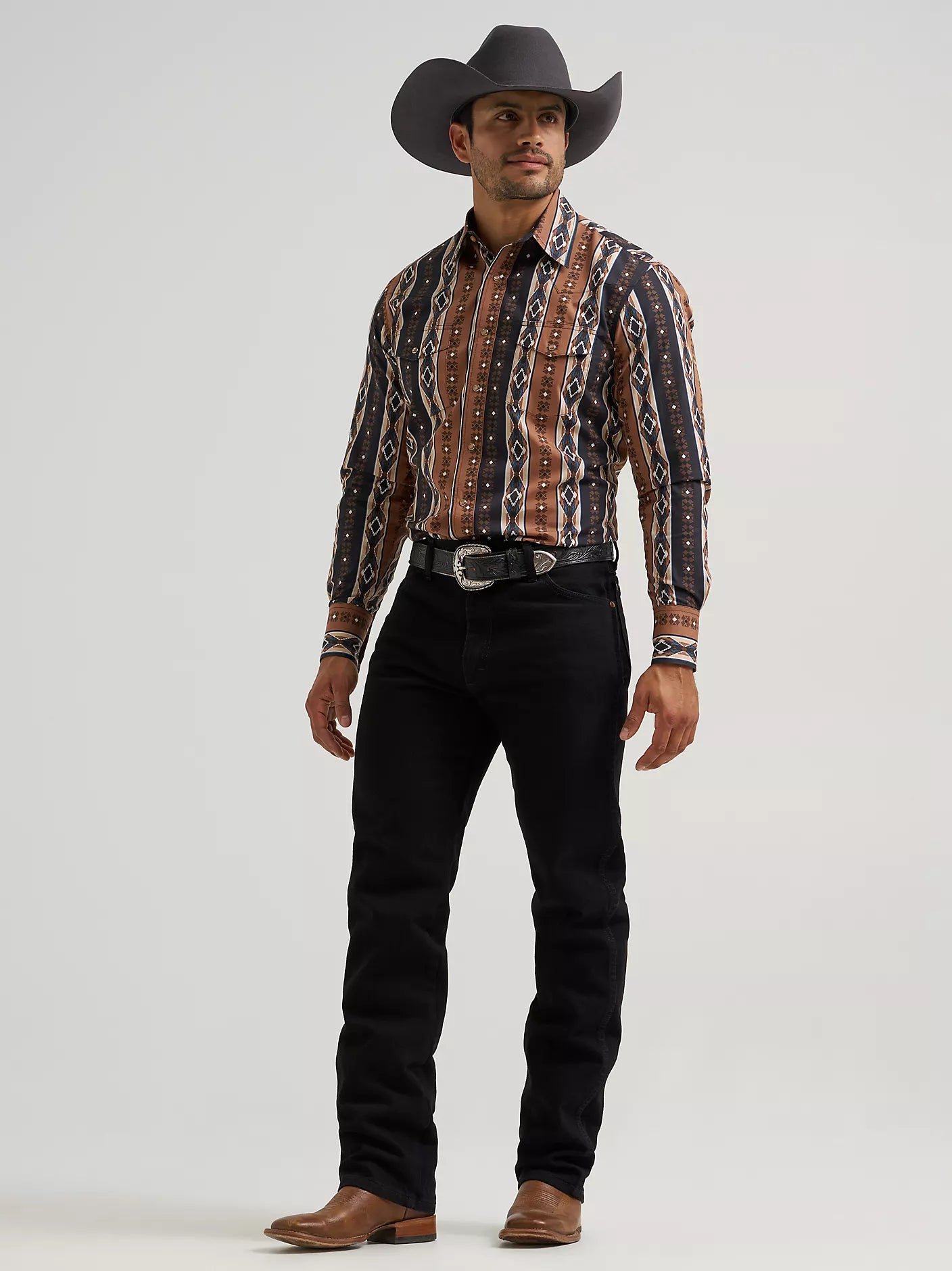 Wrangler Mns Checotah Print Brown