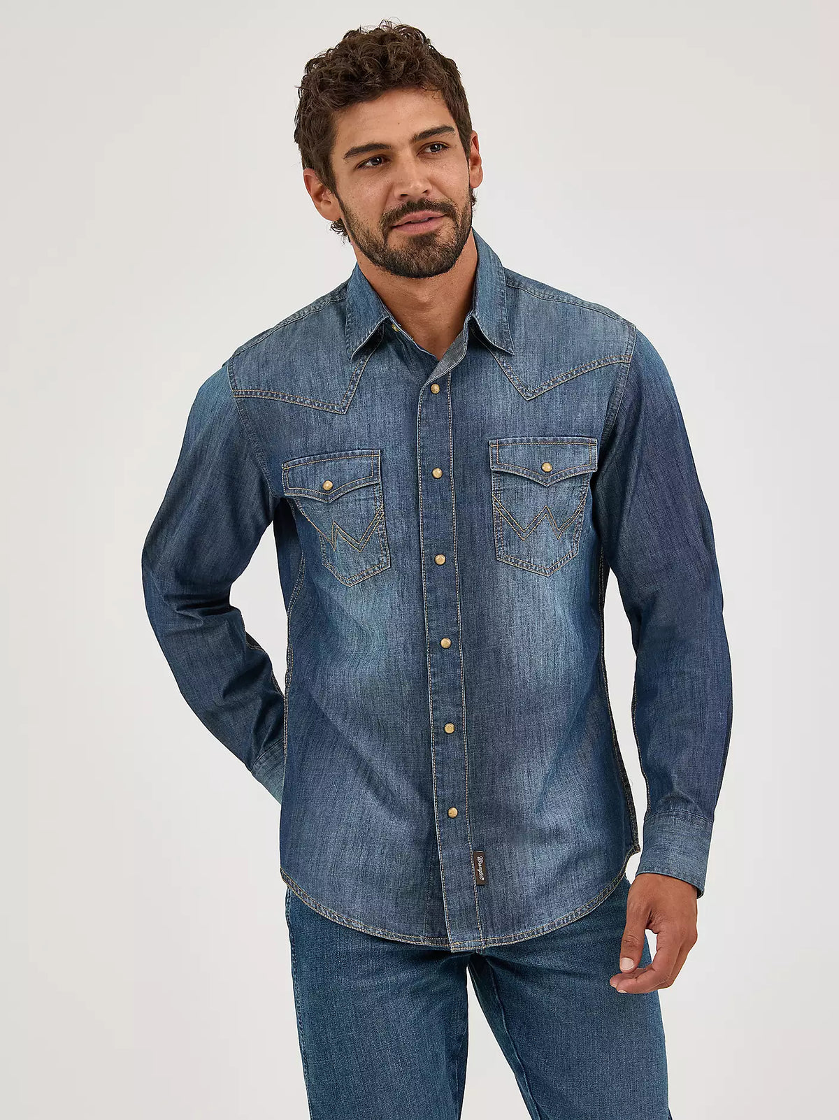 Wrangler Mns Retro Premium Denim Snap Shirt | Country Clothing - Mens Shirt | Saddleworld Ipswich