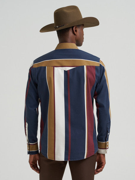 Wrangler Mns Vintage Brushpopper Navy Shirt