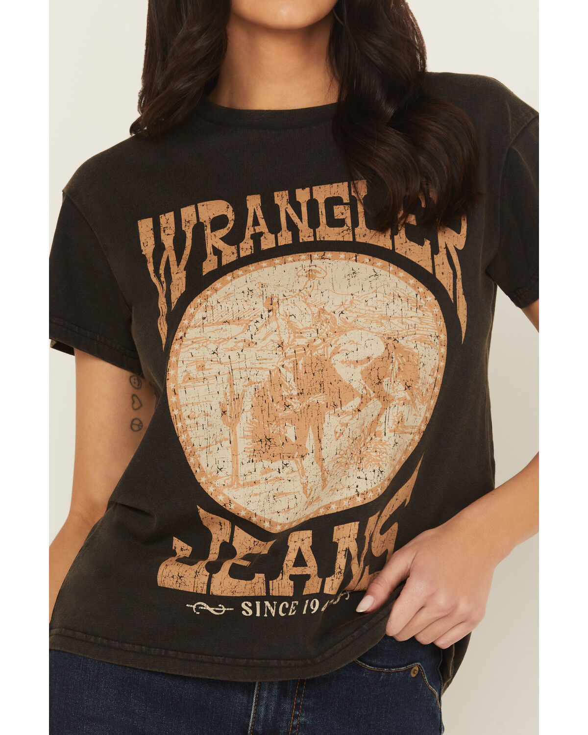 Wrangler Retro Women&#39;s Logo Horse Short Sleeve Graphic Tee | Country Clothing - Ladies T Shirts | Saddleworld Ipswich