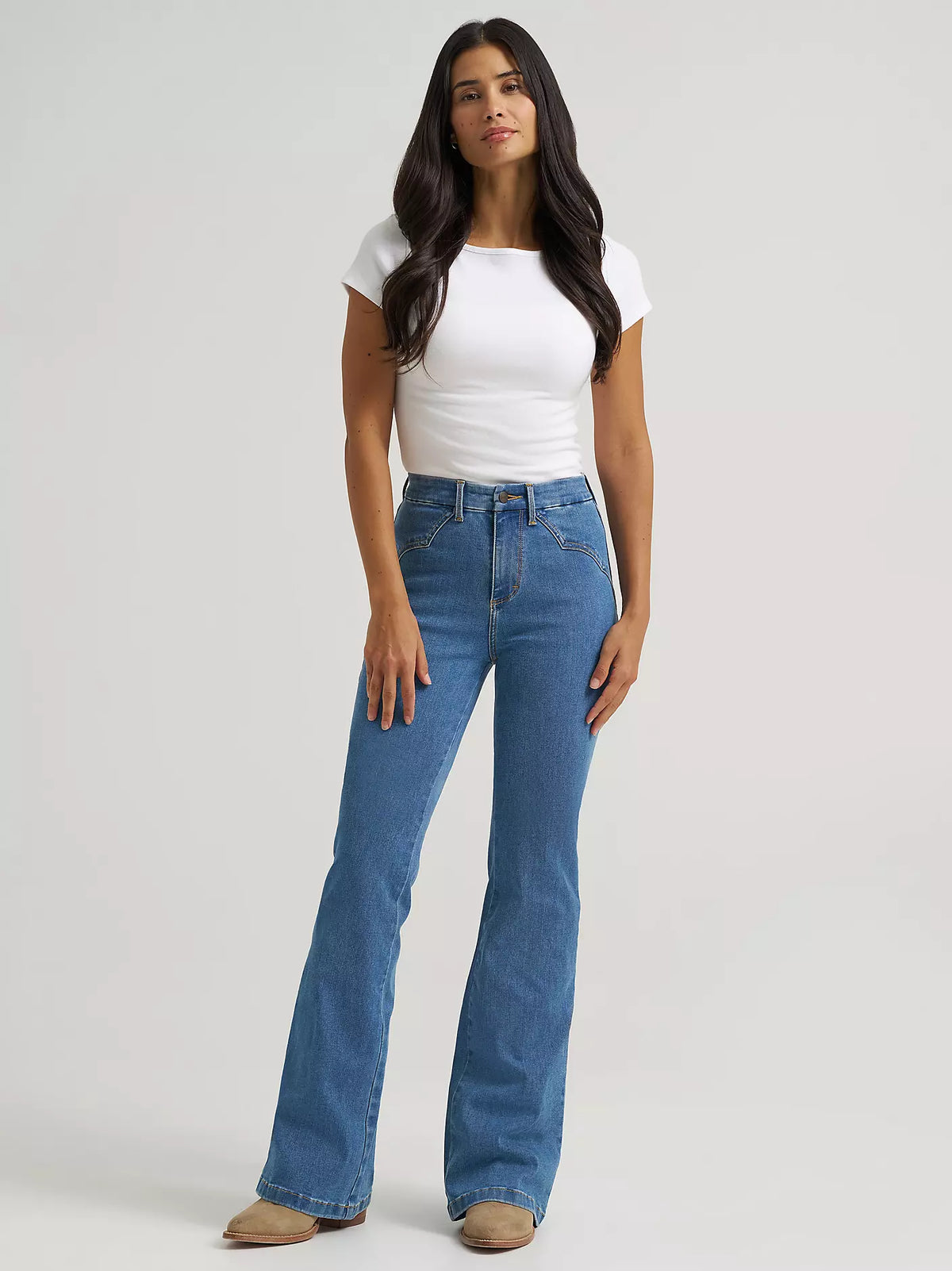 Wrangler Wmns Bespoke High Rise Fashion Flare Jean | Country Clothing - Ladies Jean | Saddleworld Ipswich