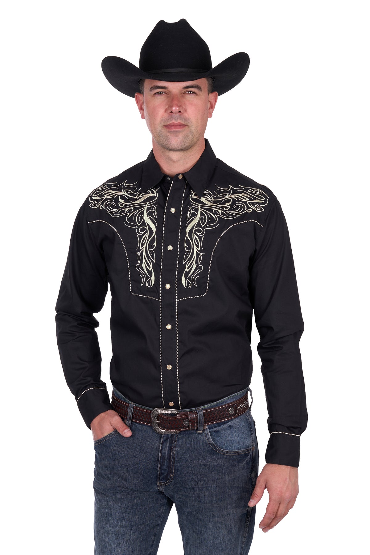Wrangler Mens Carlos Embroidered LS Shirt