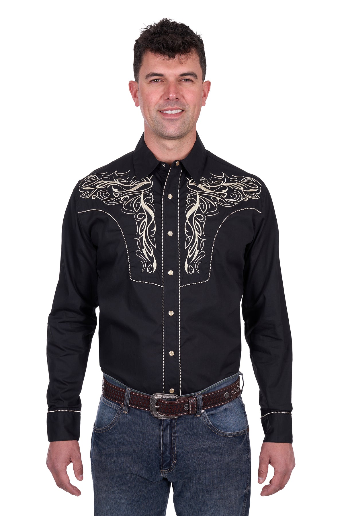 Wrangler Mens Carlos Embroidered LS Shirt