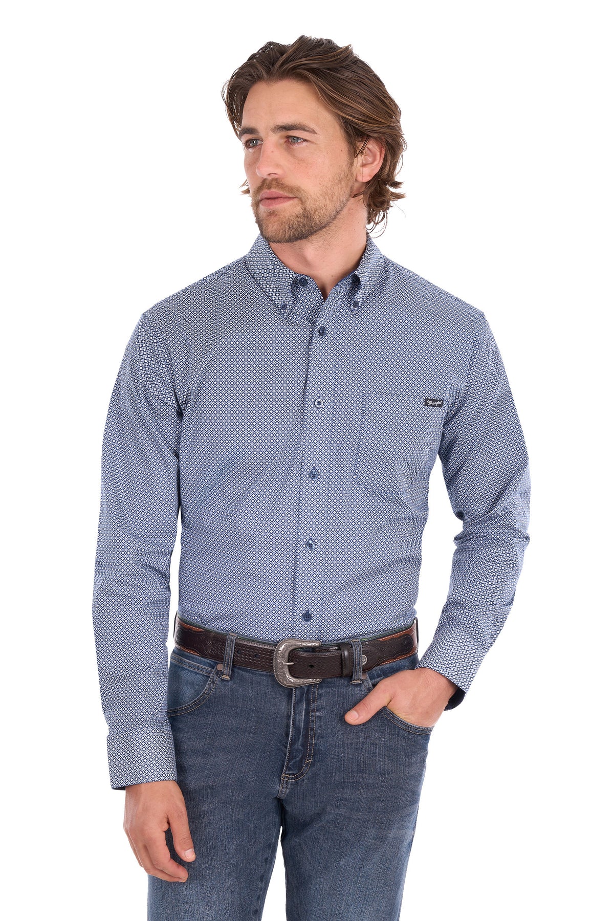 Wrangler Mens Gary 1 Pkt LS Shirt
