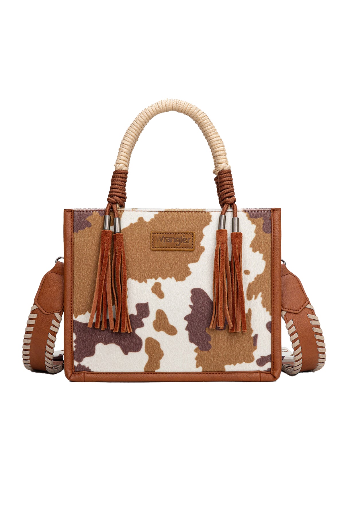 Wrangler Cow Print Tassel Crossbody Bag