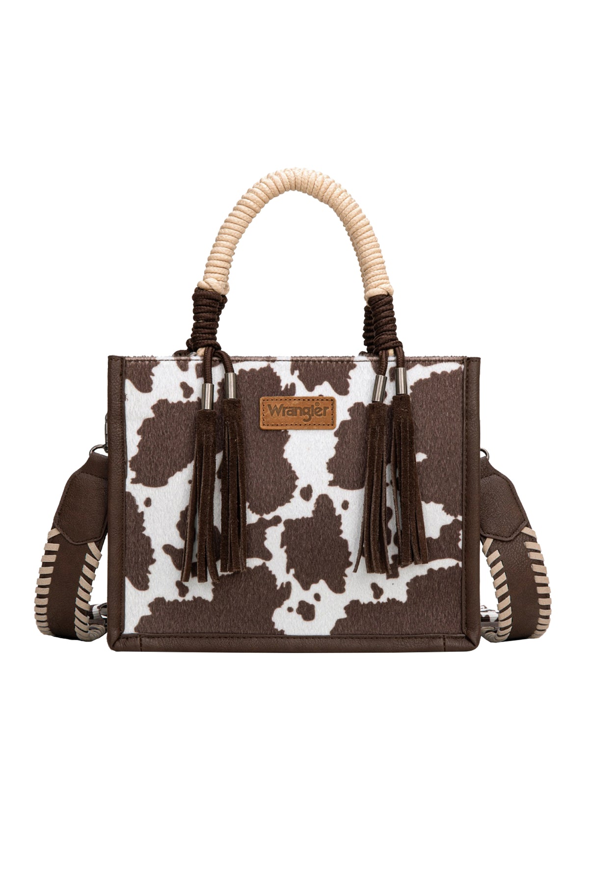 Wrangler Cow Print Tassel Crossbody Bag