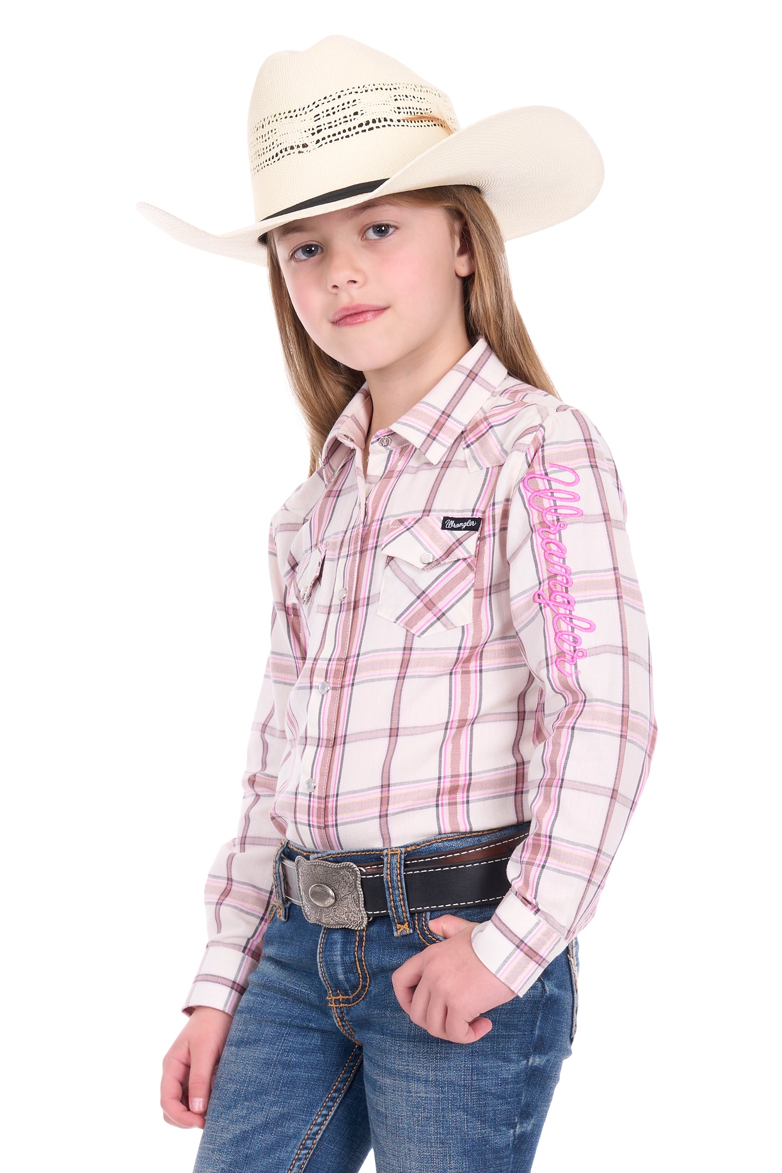 Wrangler Girls Henley Logo LS Shirt