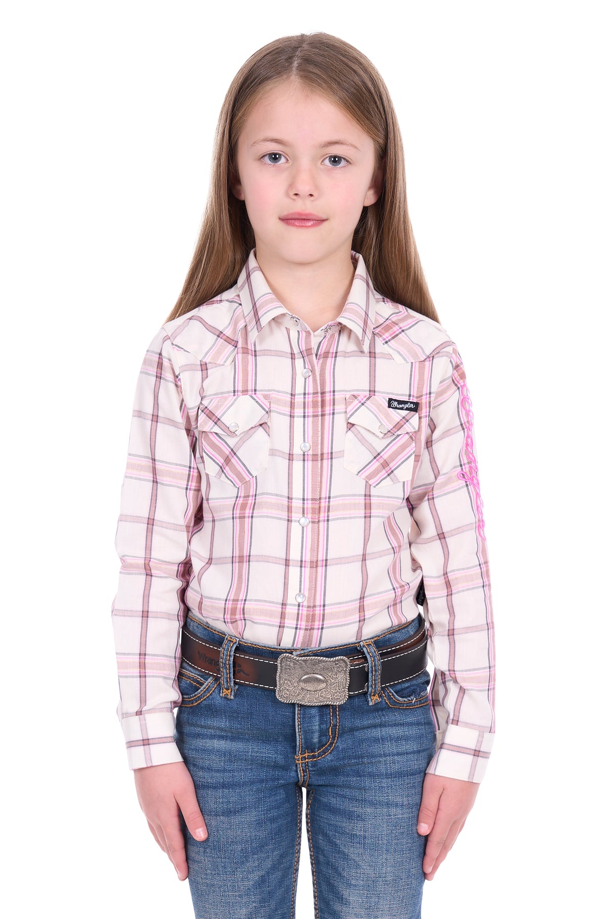 Wrangler Girls Henley Logo LS Shirt