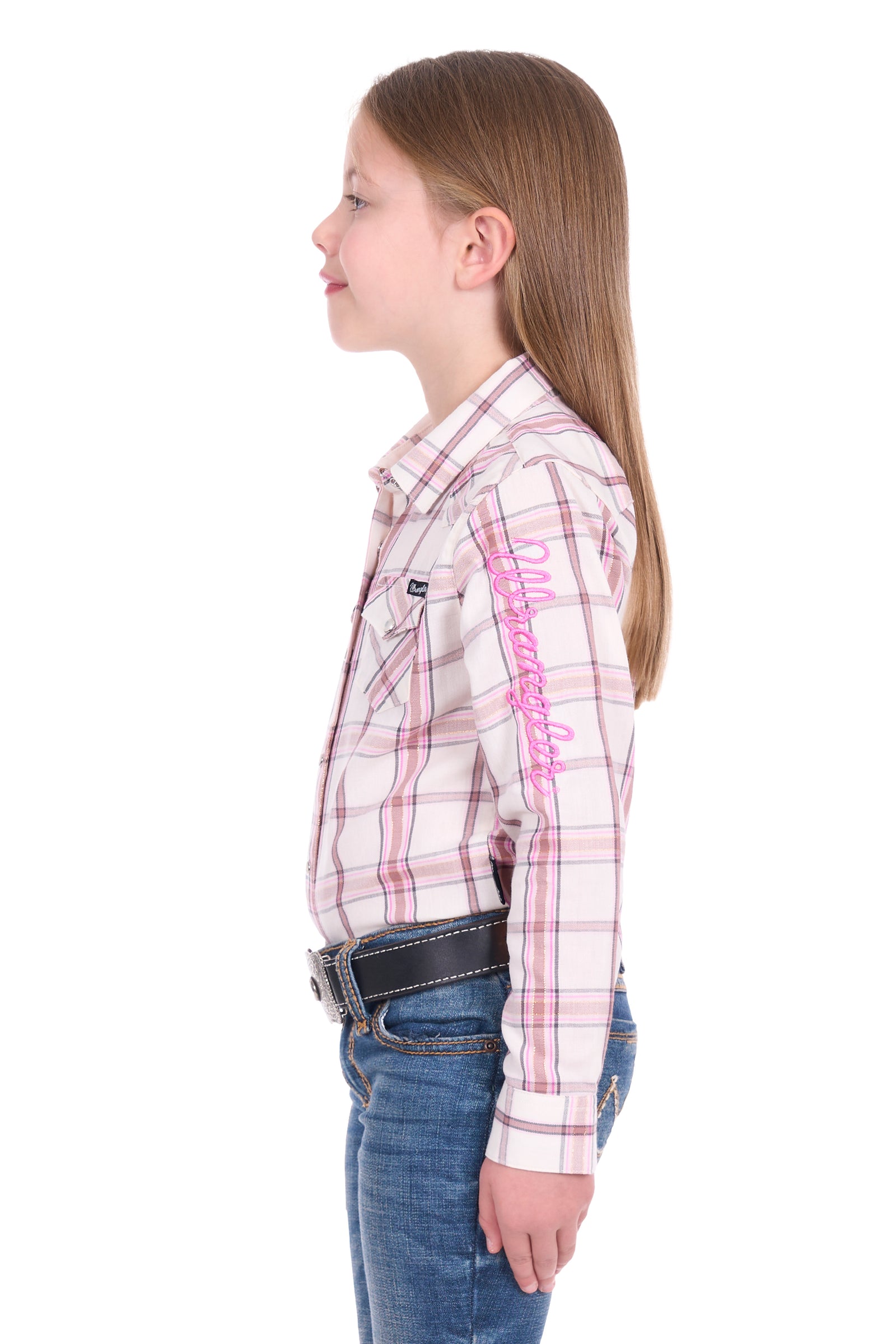 Wrangler Girls Henley Logo LS Shirt