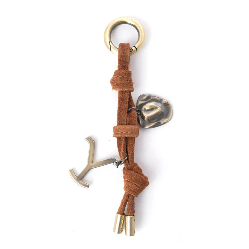 Yellowstone Lariat Loop Leather Key Fob in Warm Ochre | Giftware - Key RIng | Saddleworld Ipswich