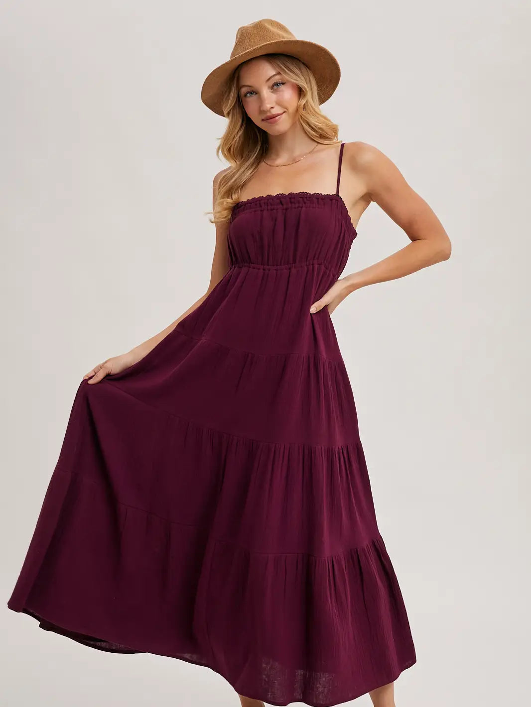 Smocked Ruffle Trim Tiered Maxi Sundress