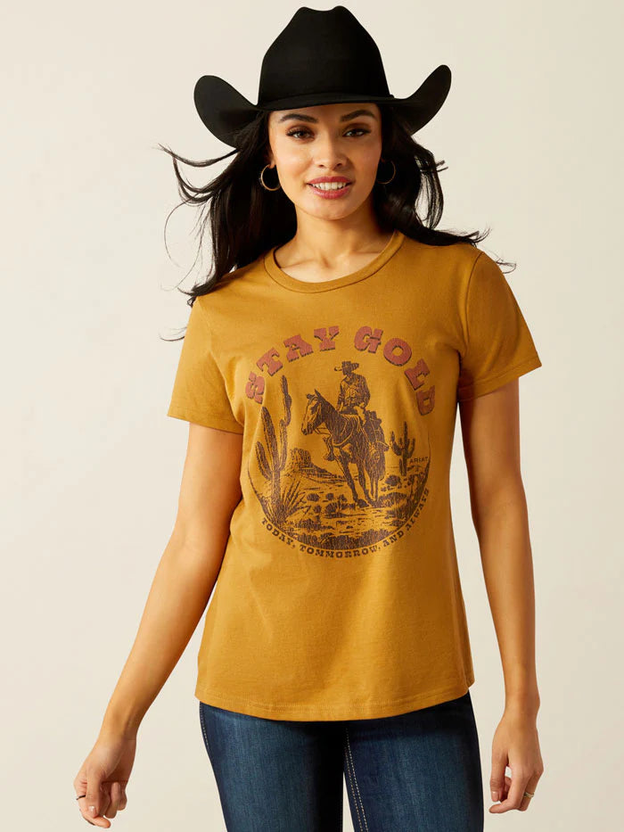 Ariat Wms Stay Gold SS Tee Harvest Gold - Black Friday Sale