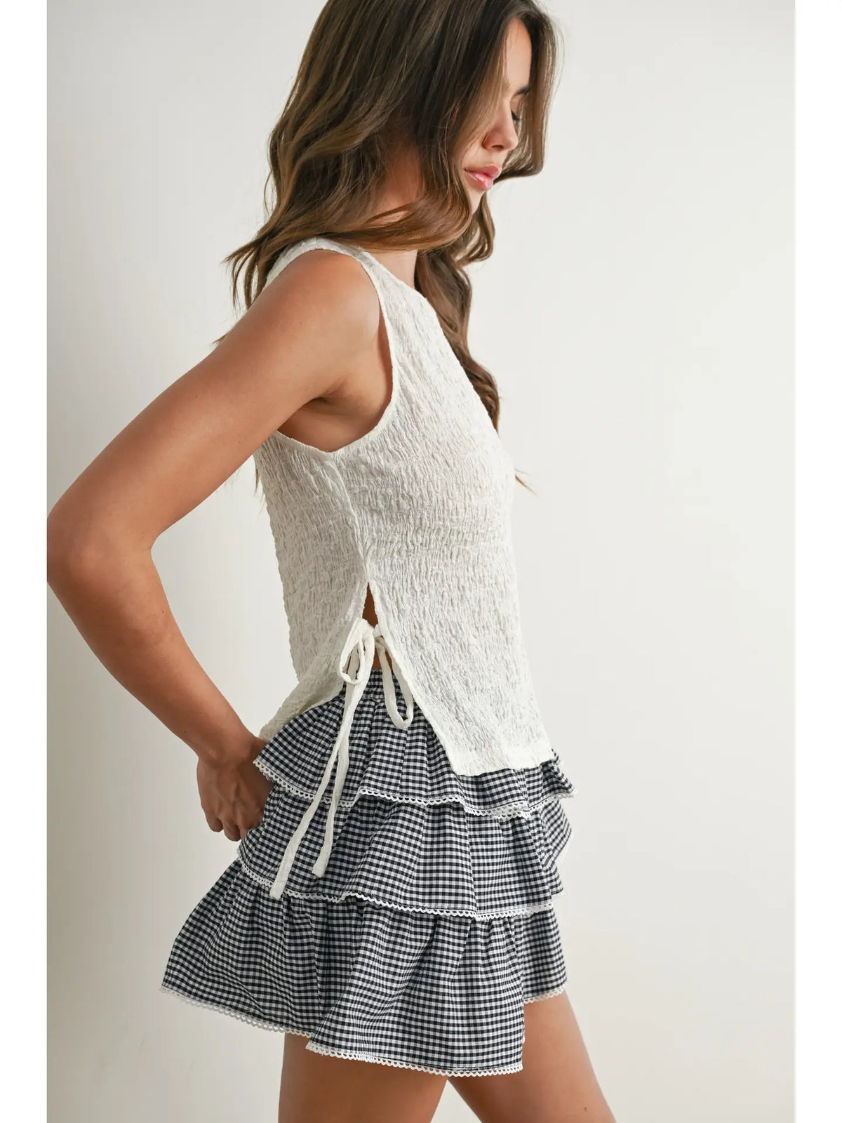 Crimson Texture Tie Top