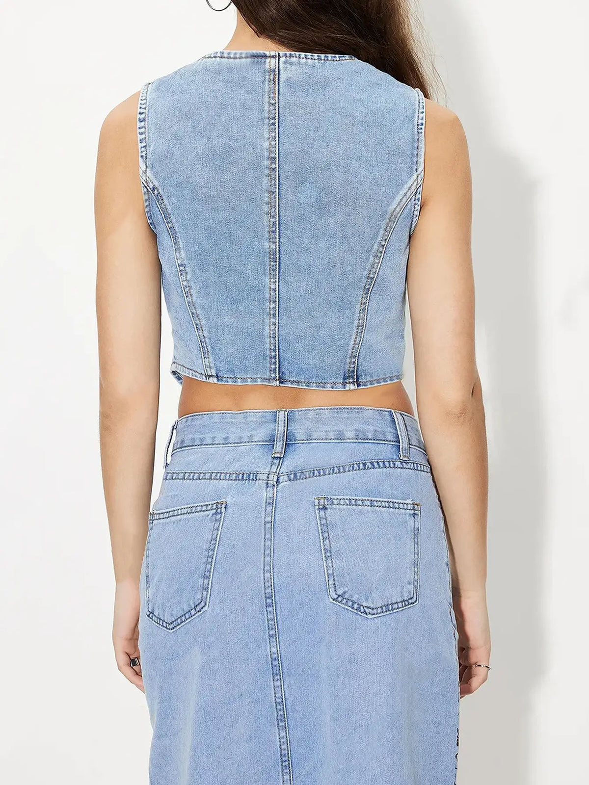 Womens V Neck Denim Tank Top