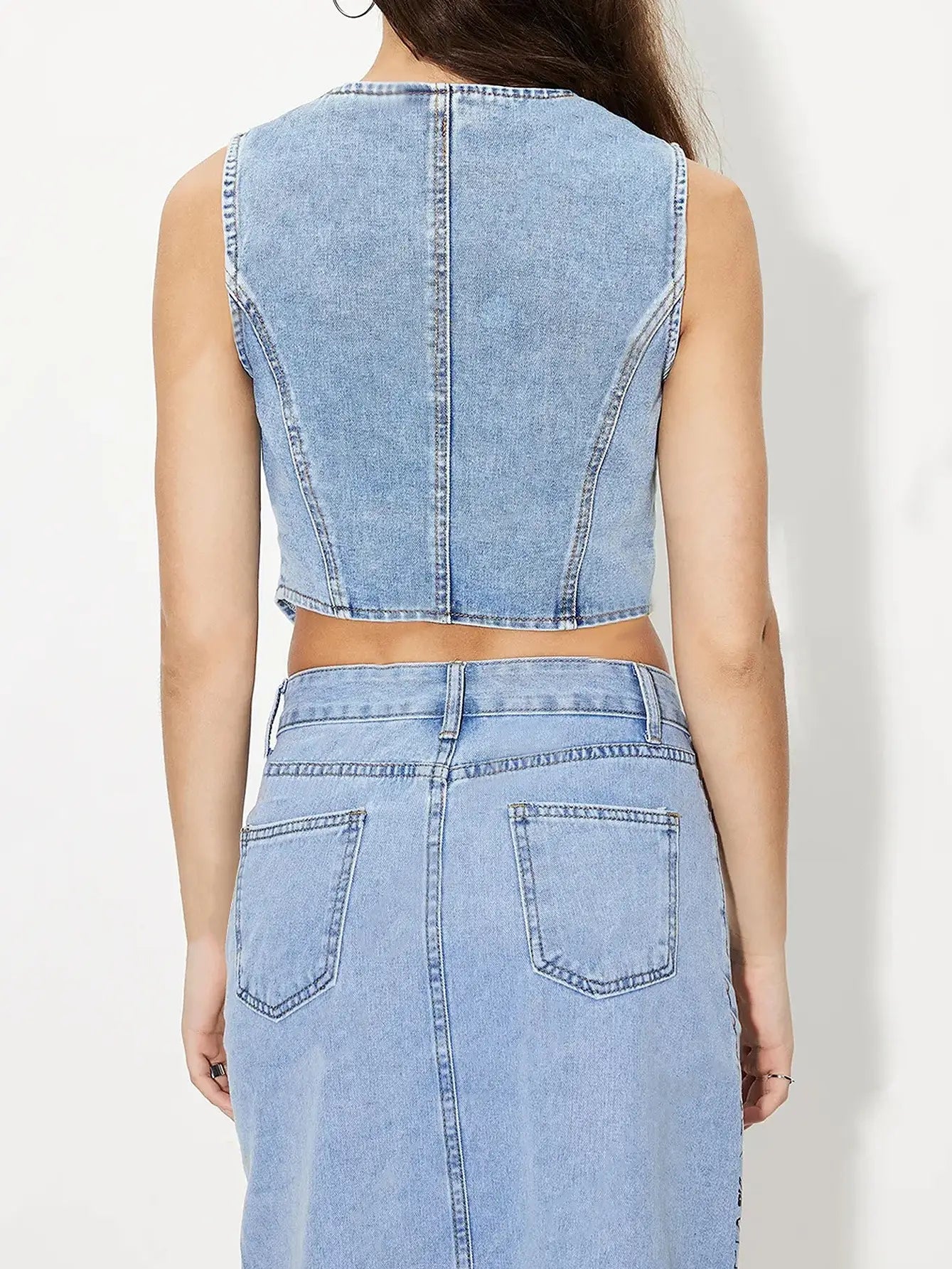 Womens V Neck Denim Tank Top
