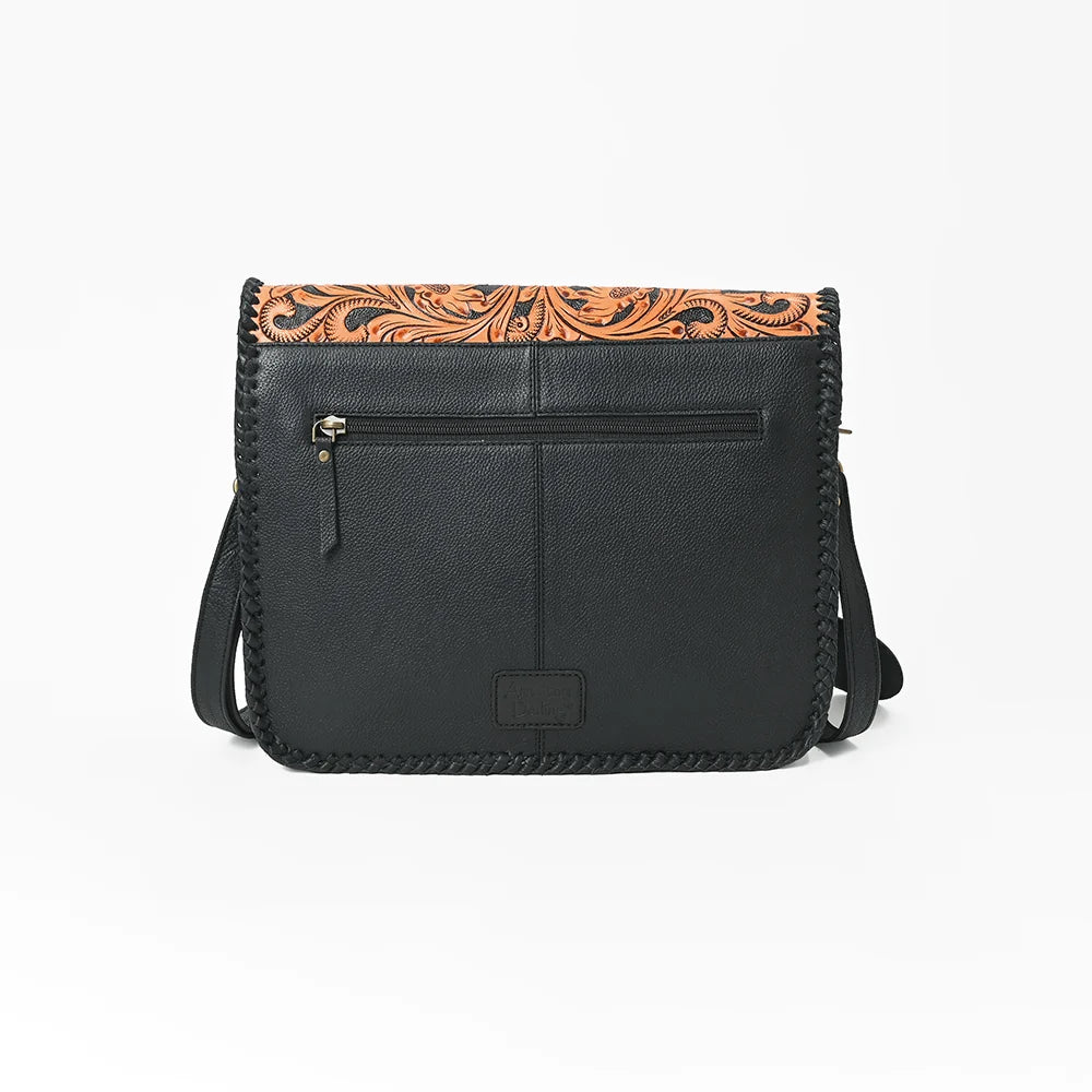American Darling Hand Tooled Hair on Hide Genuine Leather Crossbody