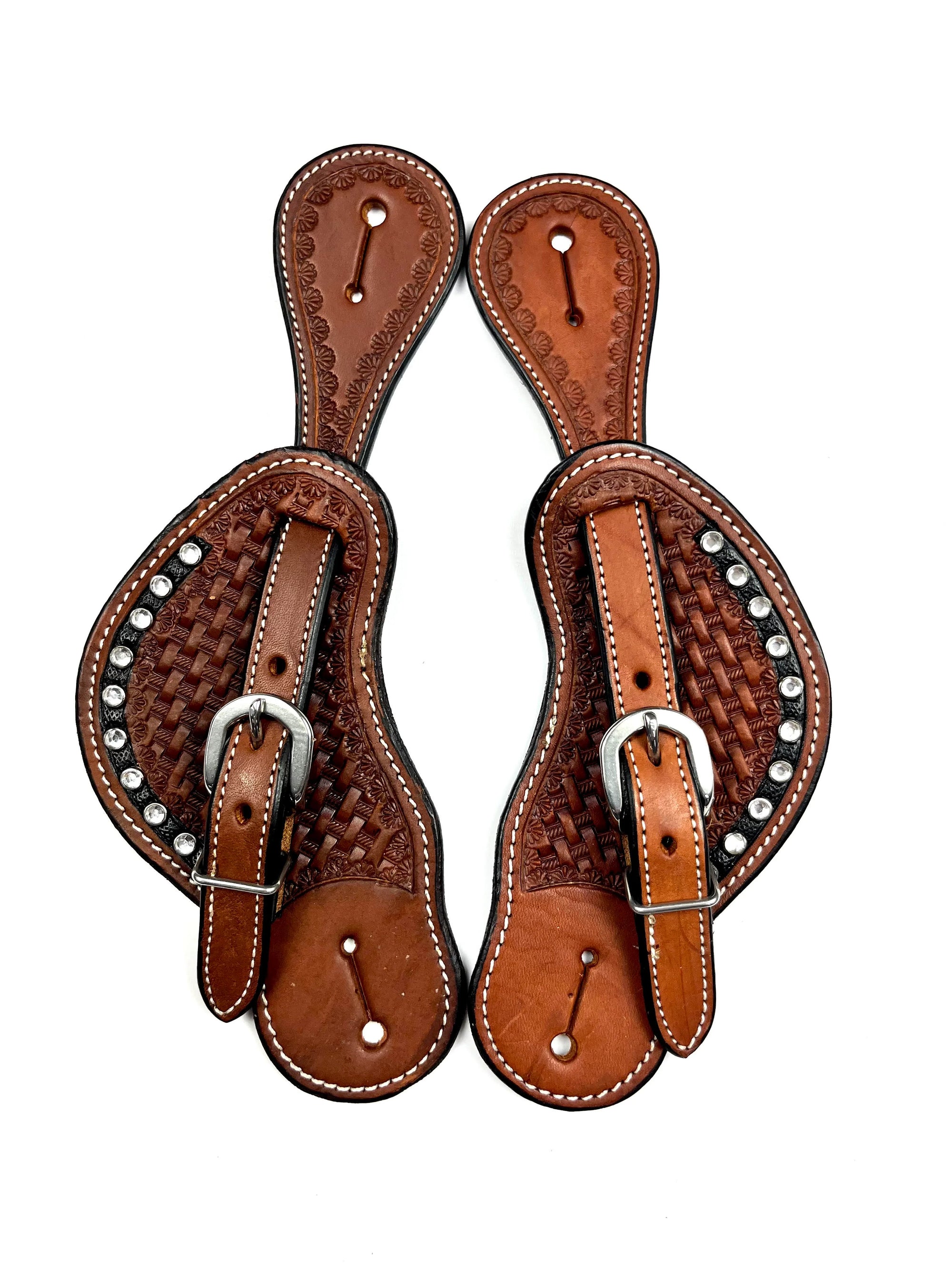 Ezy Ride Spur Strap Cowboy with Stamping and Prisms Chestnut Ladies