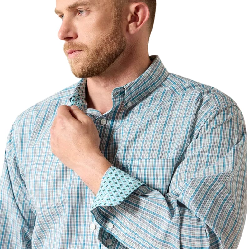 Ariat Mns Wrinkle Free Antonio Classic Fit LS Shirt Angel Blue Plaid
